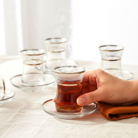 GÜRAL PORSELEN Güral Cam 12 Parça 6 Kişilik  Çay Takımı 9472