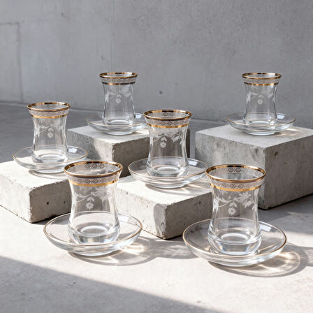 GÜRAL PORSELEN Güral Cam 12 Parça 6 Kişilik Çay Takımı 50312