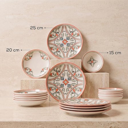 GÜRAL PORSELEN Camelia Rustik 6 Kişilik 18  Parça Yemek Takımı 63053