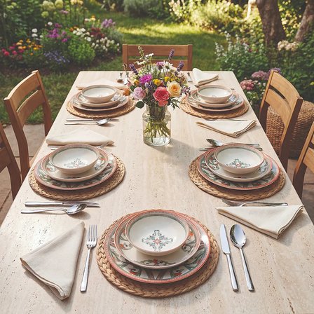 GÜRAL PORSELEN Camelia Rustik 6 Kişilik 18  Parça Yemek Takımı 63053