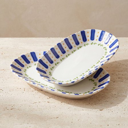 GÜRAL PORSELEN Kayısı Desenli 24 cm 2li Porselen Kayık Tabak Seti