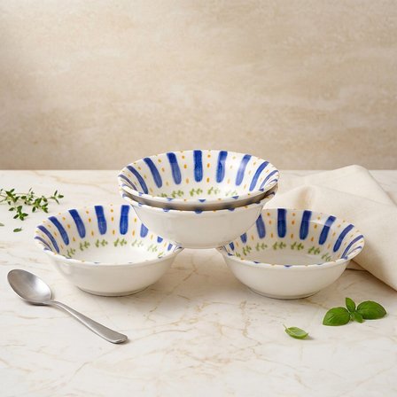 GÜRAL PORSELEN Kayısı Desenli 14 cm 4lü Porselen Çorba Kasesi Seti