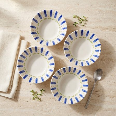GÜRAL PORSELEN Kayısı Desenli 14 cm 4lü Porselen Çorba Kasesi Seti