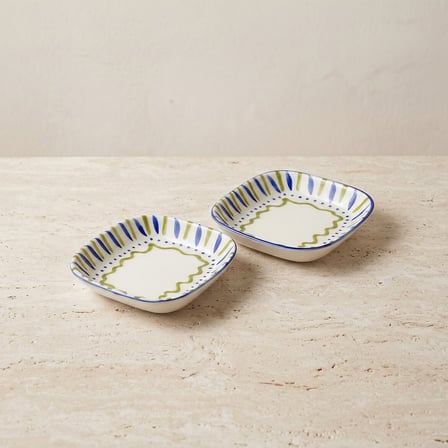 GÜRAL PORSELEN Zeytindalı Desenli 13 cm Porselen Çerezlik ve Sosluk Seti - 2 Parça