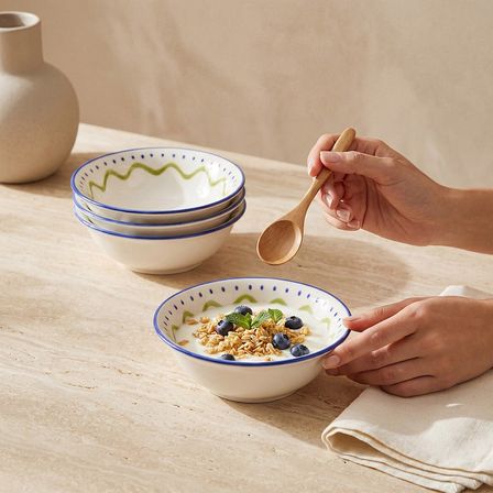 GÜRAL PORSELEN Zeytindalı Desenli 14 cm 4lü Çorba ve Salata Kasesi