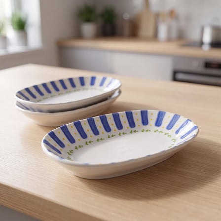 GÜRAL PORSELEN Kayısı 15 cm 3lü Porselen Kayık Tabak Seti