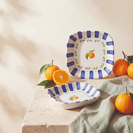 GÜRAL PORSELEN Güral Porselen Kayısı Desenli 13 cm Çerezlik ve Sosluk Seti - 2 Parça
