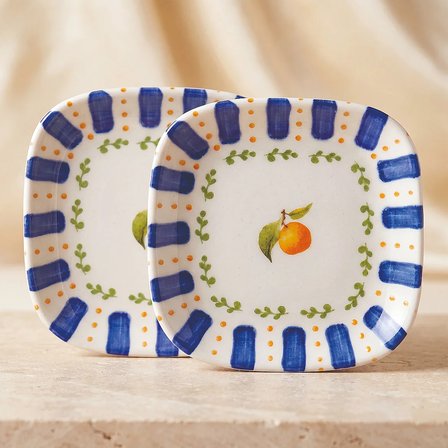 GÜRAL PORSELEN Güral Porselen Kayısı Desenli 13 cm Çerezlik ve Sosluk Seti - 2 Parça