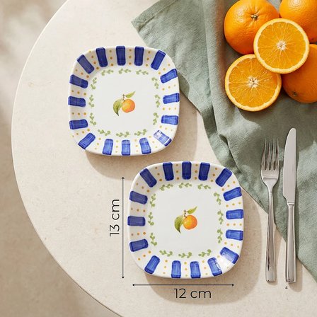 GÜRAL PORSELEN Güral Porselen Kayısı Desenli 13 cm Çerezlik ve Sosluk Seti - 2 Parça