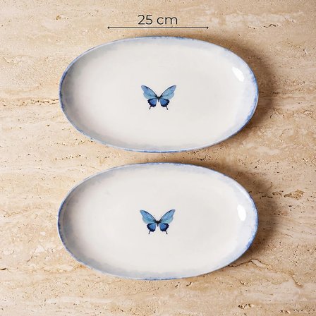 GÜRAL PORSELEN Elips 2li 25 cm Porselen Kayık Tabak