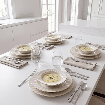 GÜRAL PORSELEN Nexus Yaldızlı 12 Parça 4 Kişilik Bone Porselen Yemek Takımı 6852