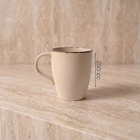 GÜRAL PORSELEN Barista Bej Mat Porselen Kupa Bardak Seti 2li
