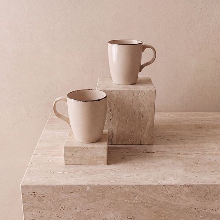 GÜRAL PORSELEN Barista Bej Mat Porselen Kupa Bardak Seti 2li