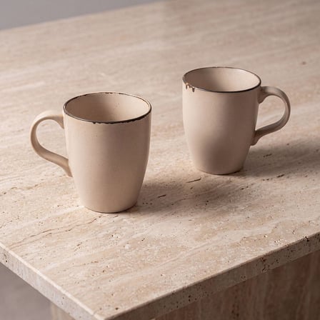 GÜRAL PORSELEN Barista Bej Mat Porselen Kupa Bardak Seti 2li