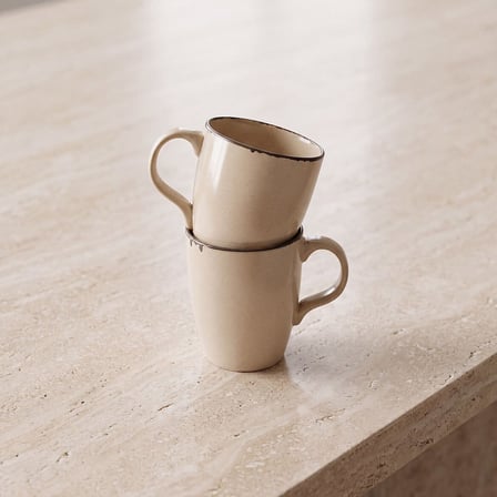 GÜRAL PORSELEN Barista Bej Mat Porselen Kupa Bardak Seti 2li