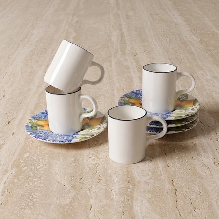 GÜRAL PORSELEN Portakal Desenli 4 Kişilik Kahve Fincanı Takımı