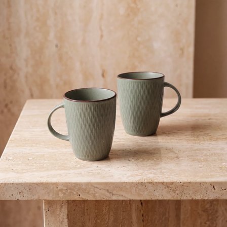 GÜRAL PORSELEN Miranda 2li Yeşil Porselen Mug Bardak Seti