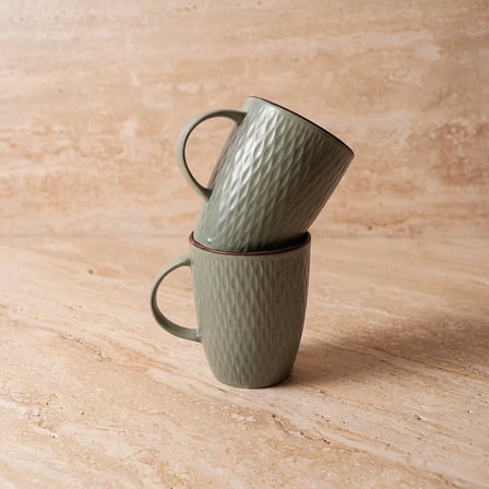 GÜRAL PORSELEN Miranda 2li Yeşil Porselen Mug Bardak Seti
