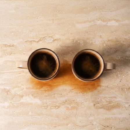 GÜRAL PORSELEN Bej Rölyef Desenli 2li Porselen Mug Bardak Seti