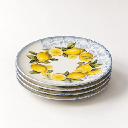 GÜRAL PORSELEN Camelia Limonlu 4lü 20 cm Porselen Düz Tabak Seti 41963