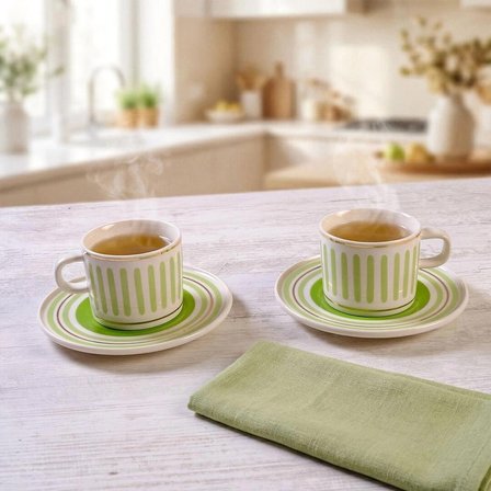 Güral Porselen Mental 4 Parça Çay Fincan Takımı 6559
