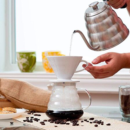 Porselen V60 Filtre Kahve Demleme Fincanı Dripper