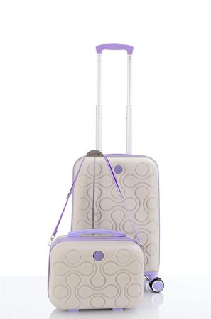 V376 PP Y.ÜRETİM VALİZ  55 CM + MAKYAJ SİYAH SET