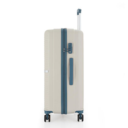 MÇS 3lü Set Kırılmaz Silikon Seyahat Valizi Bavulu V374 Kemik/Sky Blue