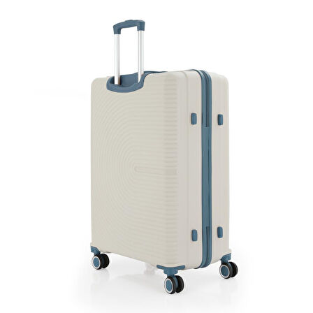 MÇS 3lü Set Kırılmaz Silikon Seyahat Valizi Bavulu V374 Kemik/Sky Blue