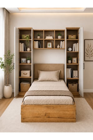 Krayola, Viona 2 Kapaklı Kitaplıklı Karyola - 90x190