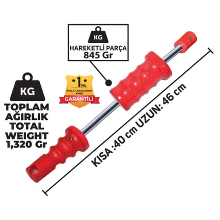 Pdr Kaporta Göçük Düzeltme Tokmağı Uzun Kısa Ayarlı Mil Plastik Uç STARPDR 1,320KG K.40 U.46 cm