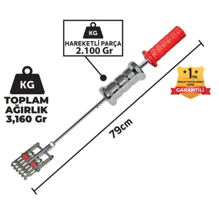 Set Pdr Kaporta Göçük Düzeltme Tokmağı Çift Yönlü Aslan Pençesi 6 Kancalı PlsSaplı B.Tip3,160Kg 79cm