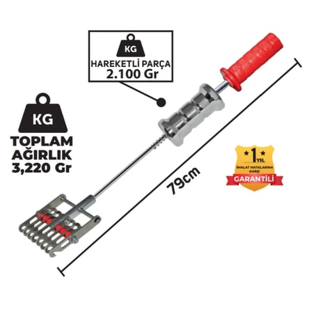 Set Pdr Kaporta Göçük Düzeltme Tokmağı Çift Yönlü Aslan Pençesi 8 Kancalı PlsSaplı B.Tip3,220Kg 79cm