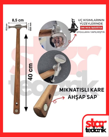 Pdr Göçük Çekici (Paslanmaz) Düz Noktalı - Mıknatıslı Kare Sap - startedarik