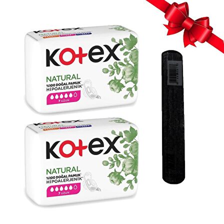 Kotex Natural Ultra Single Uzun Ped 7'li X2 Adet + Trim CB-02DR Siyah Profesyonel Siyah Törpü Hediyeli