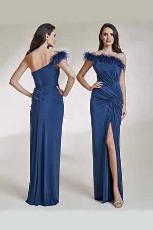 Abiye Elbise 9100-İndigo | 40