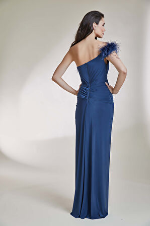 Abiye Elbise 9100-İndigo | 44