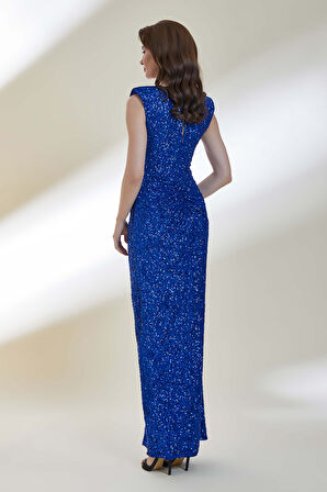 Abiye Elbise 9138-Saks | 40