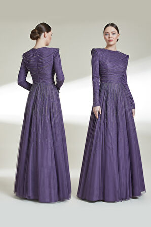 Abiye Elbise 9207-Mor | 40