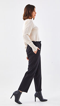BELİ LASTİKLİ İNCE DUBLE PAÇA PANTOLON-SZ-5514 | 38