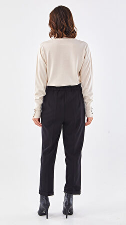 BELİ LASTİKLİ İNCE DUBLE PAÇA PANTOLON-SZ-5514 | 38