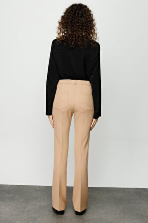 Kadın İspanyol Paça Pantolon-Camel | 40