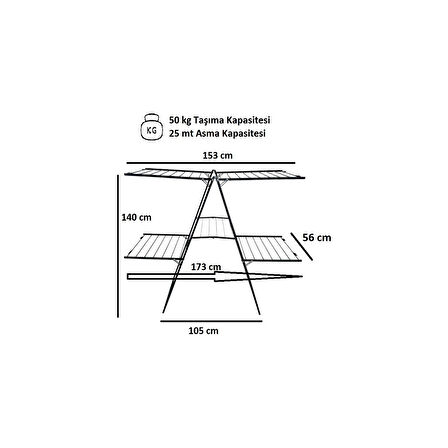 AKILLIELMA - PERİLLA 57061 EXCLUSİVE İKİ KATLI ÇAMAŞIR KURUTMALIK