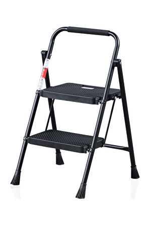 Perilla 51402 Stepla Geniş 2 Basamaklı Katlanır Merdiven Eurotower Siyah