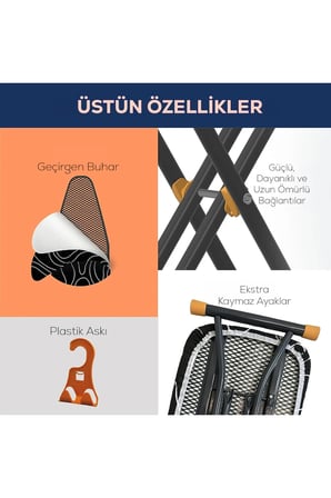 Perilla TBTL-01 Happhom 4 Katmanlı 8 Kademeli Mono Ütü Masası 33*138cm