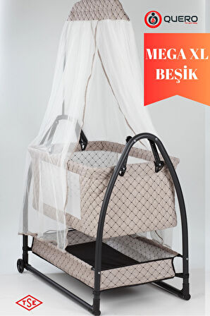 Diva Anne Yanı Cibinlikli, Tenteli, Sallanır, Tekerlekli, Sepetli, Keten Kapitone, Portatif Sepet Beşik