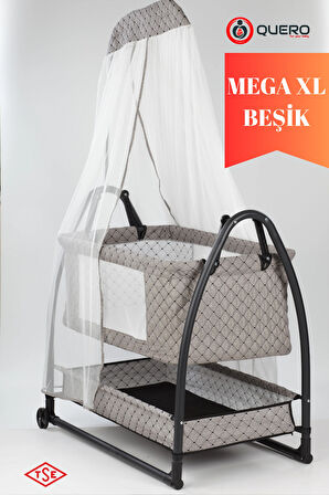 Diva Anne Yanı Cibinlikli, Tenteli, Sallanır, Tekerlekli, Sepetli, Keten Kapitone, Portatif Sepet Beşik