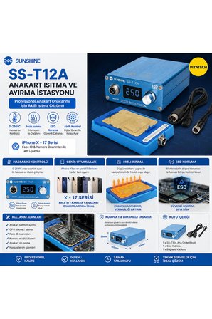 SS-T12A Anakart Isıtma ve Ayırma İstasyonu iPhone X - 17 Serisi Uyumlu Tamir Makinesi - Ana Kafa - Ana Ünite
