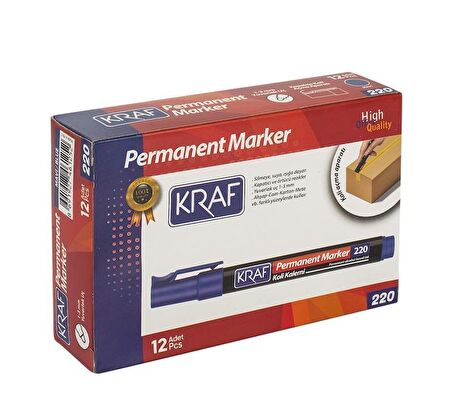 220 Mavi Yuvarlak Uç Permanent Koli Kalemi 12'li