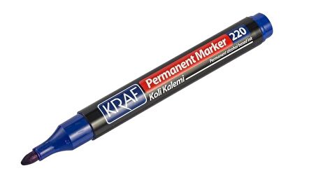 220 Mavi Yuvarlak Uç Permanent Koli Kalemi 12'li